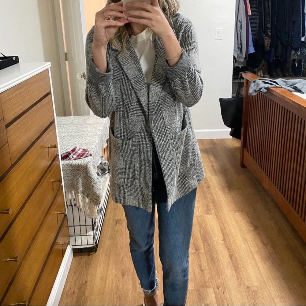Topshop Grey Longline Blazer, Size 6
